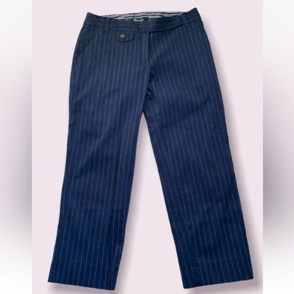 Anthropologie Conservation & Restoration Navy Pin Strip Crop Dress Pants…